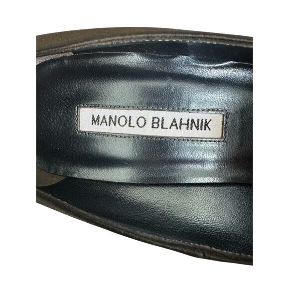 Manolo Blahnik Crystal Jeweled Broach Black High Heel Pumps 38.5 - Picture 7 of 9